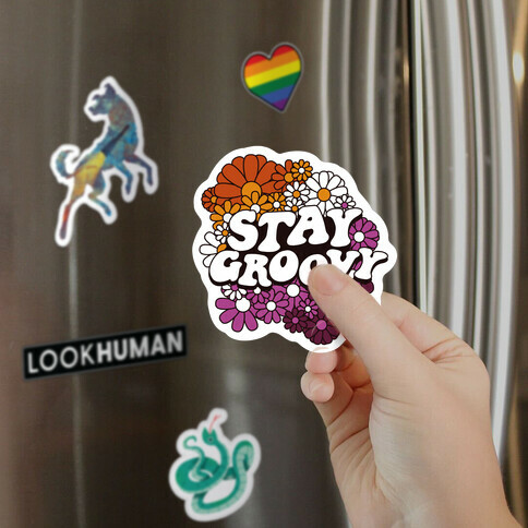 Stay Groovy (Lesbian Flag Colors) Magnet