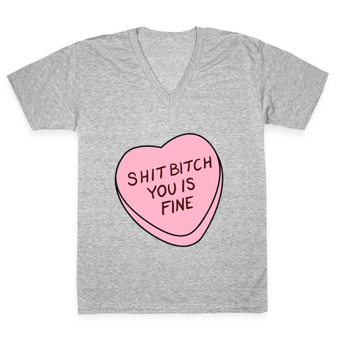 You is Fine Valentine Heart V-Neck Tee Shirt