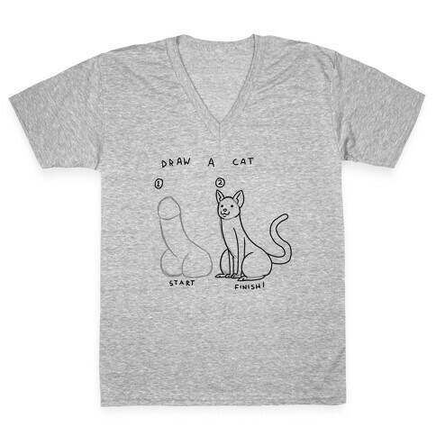 How To Draw a Cat V-Neck Tee Shirt