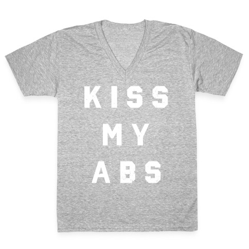 Kiss My Abs (Distress) V-Neck Tee Shirt
