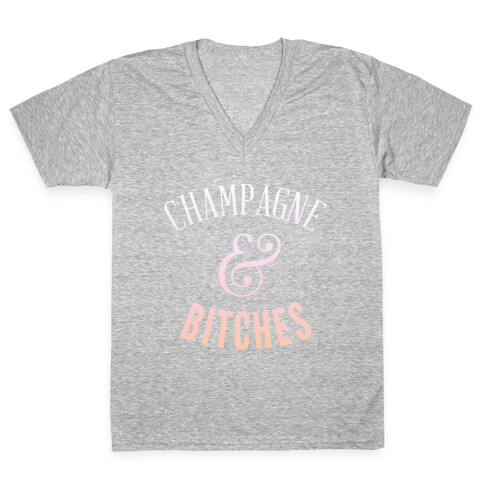 Champagne & Bitches (Dark Tank) V-Neck Tee Shirt