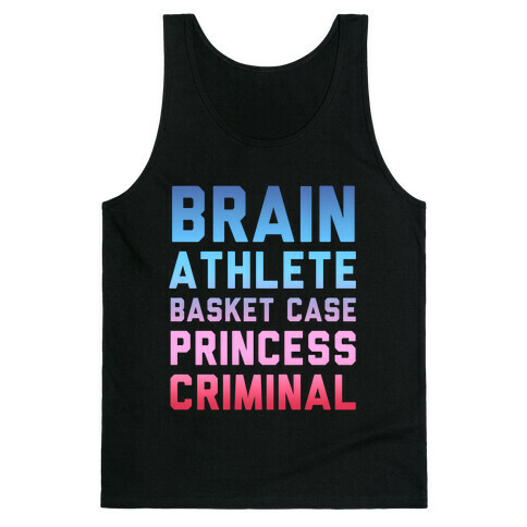 Brain, Athlete, Basket Case, Princess, Criminal (Breakfast Club) Tank Top
