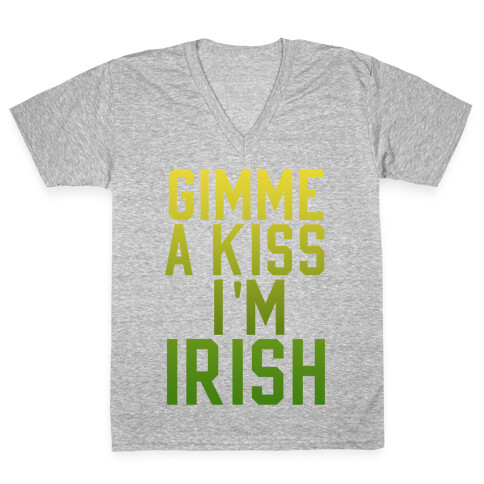 Gimme a Kiss, I'm Irish (Washed Out) V-Neck Tee Shirt