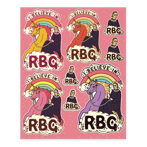 Ruth Bader Ginsburg on a Unicorn  Stickers and Decal Sheet