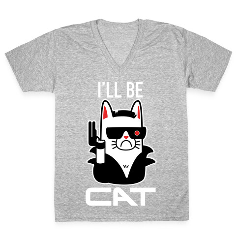 I'll Be Cat (Terminator Kitty) V-Neck Tee Shirt