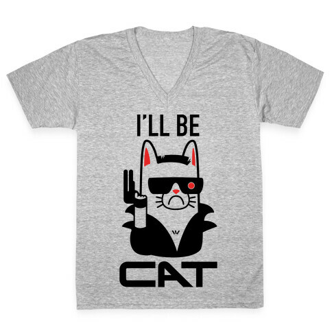 I'll Be Cat (Terminator Kitty) V-Neck Tee Shirt