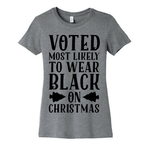 Voted Most Likely to Wear Black on Christmas Womens T-Shirt