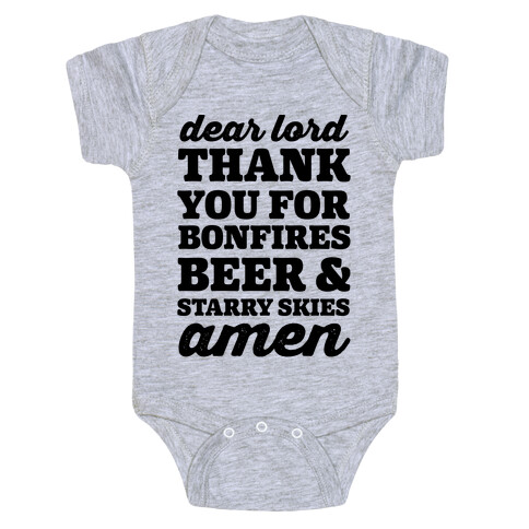 Dear Lord Thank You For Bonfires, Beer & Starry Skies Amen Baby One-Piece