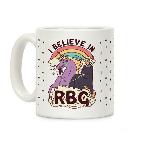 Ruth Bader Ginsburg on a Unicorn Coffee Mug