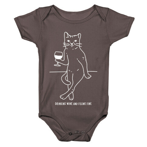 Drinking Wine And Feline Fine Baby One-Piece