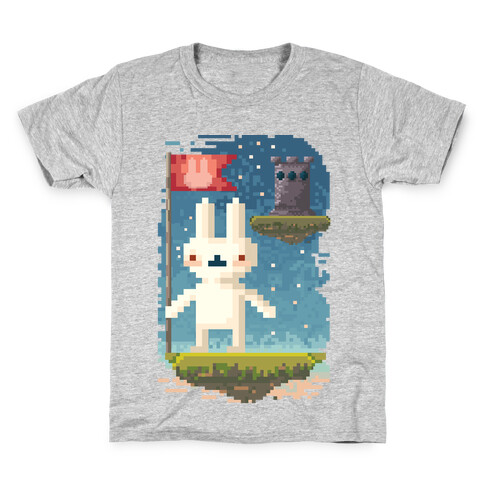 Pixel Bunny Plants Flag Kids T-Shirt