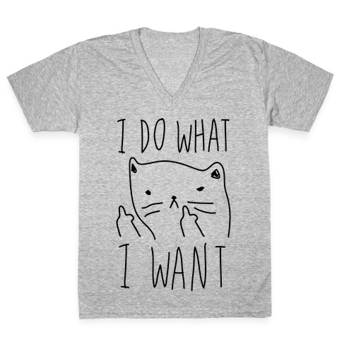 I Do What I Want Cat V-Neck Tee Shirt