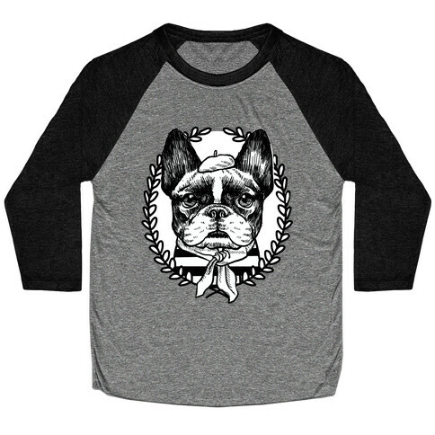 French Bulldog Illustration Baseball Tee