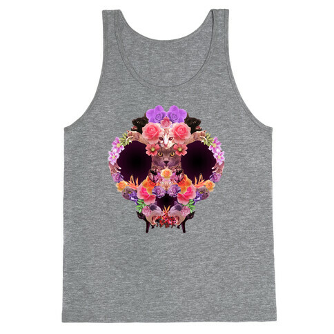 Floral Cat Skull Collage Tank Top