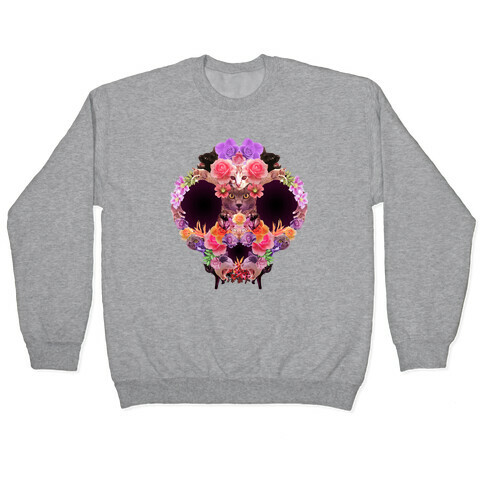 Floral Cat Skull Collage Pullover