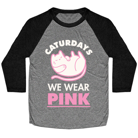 Caturdays We Wear Pink Baseball Tee