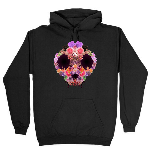 Floral Cat Skull Collage Hooded Sweatshirt