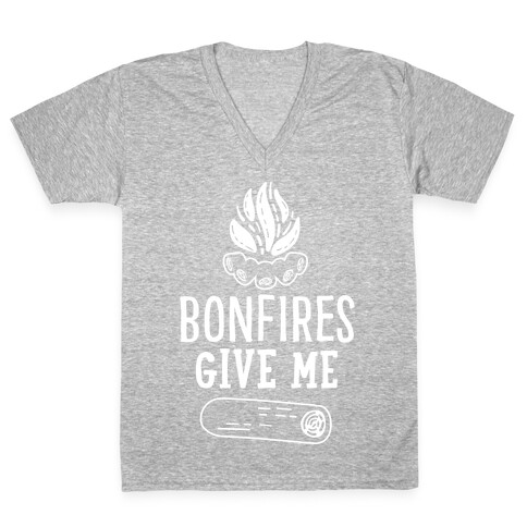 Bonfires Give Me (Wood) V-Neck Tee Shirt