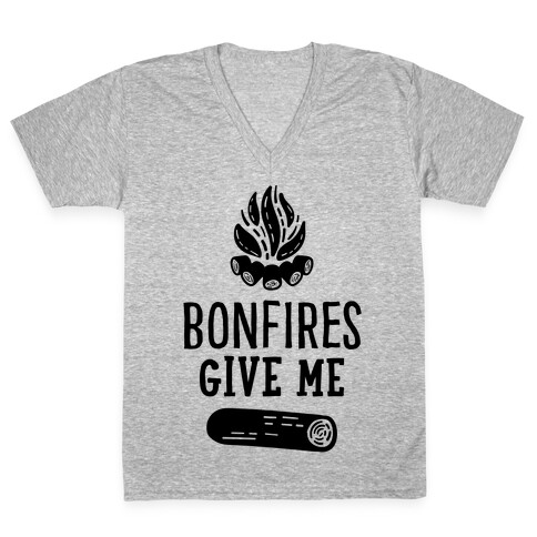 Bonfires Give Me (Wood) V-Neck Tee Shirt