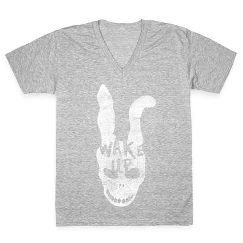 Donnie Darko Wake Up Frank Mask V-Neck Tee Shirt