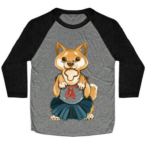 Shiba Inu is Late for Anime School Baseball Tee