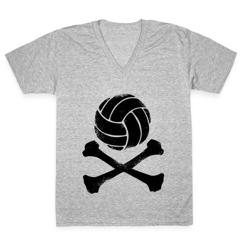 Volleyball and Crossbones (Vintage) V-Neck Tee Shirt