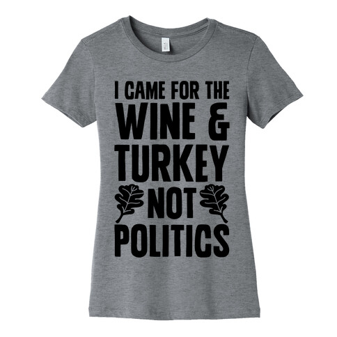 I Came For The Wine & Turkey Not Politics Womens T-Shirt