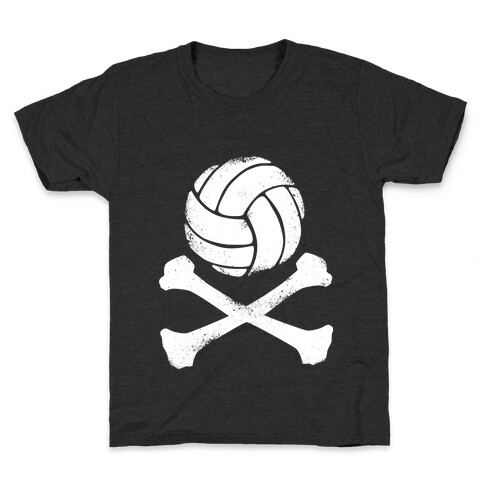Volleyball and Crossbones (White Vintage) Kids T-Shirt