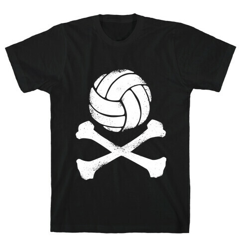 Volleyball and Crossbones (White Vintage) T-Shirt