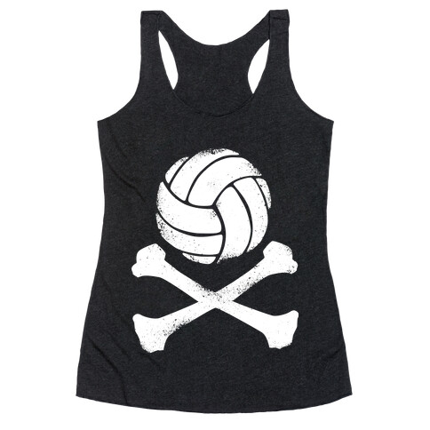 Volleyball and Crossbones (White Vintage) Racerback Tank Top