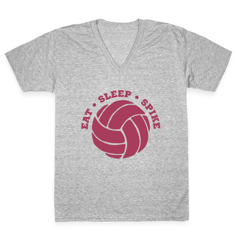 Eat Sleep Spike (Volleyball) V-Neck Tee Shirt