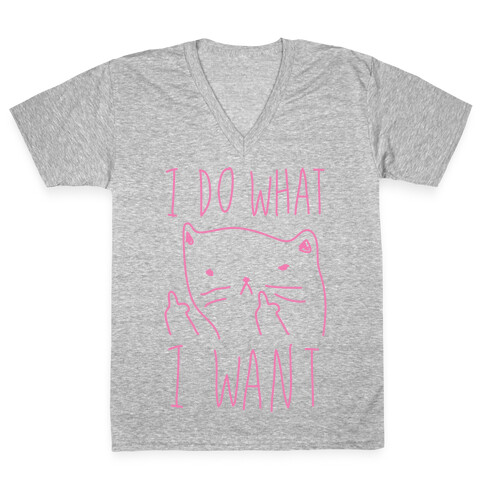 I Do What I Want Cat V-Neck Tee Shirt