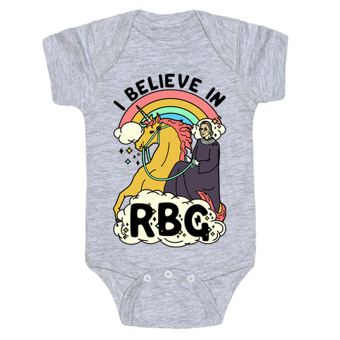 Ruth Bader Ginsburg on a Unicorn Baby One-Piece