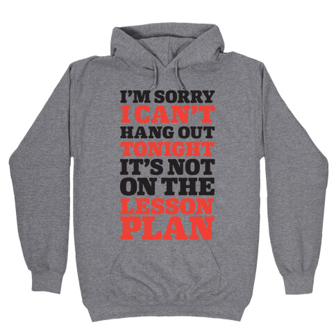 I'm Sorry I Can't Hang Out Tonight, It's Not On The Lesson Plan Hooded Sweatshirt