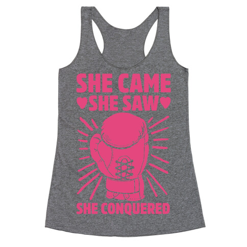 She Came She Saw She Conquered Racerback Tank Top