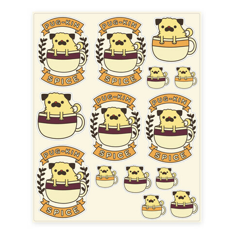 Pugkin Spice  Stickers and Decal Sheet