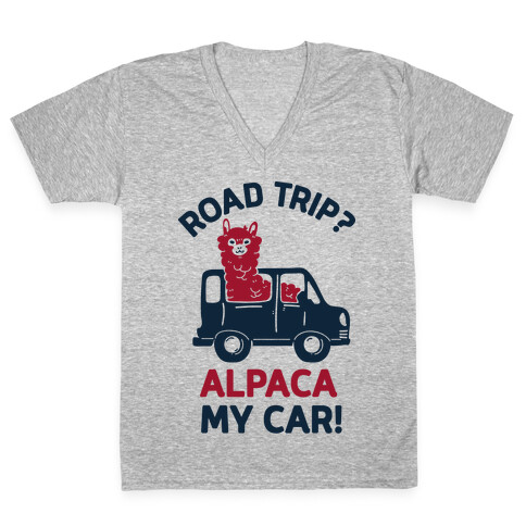 Road Trip? Alpaca My Car! V-Neck Tee Shirt