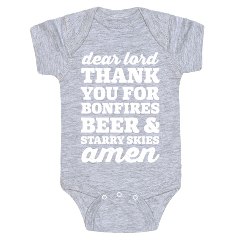 Dear Lord Thank You For Bonfires, Beer & Starry Skies Amen Baby One-Piece