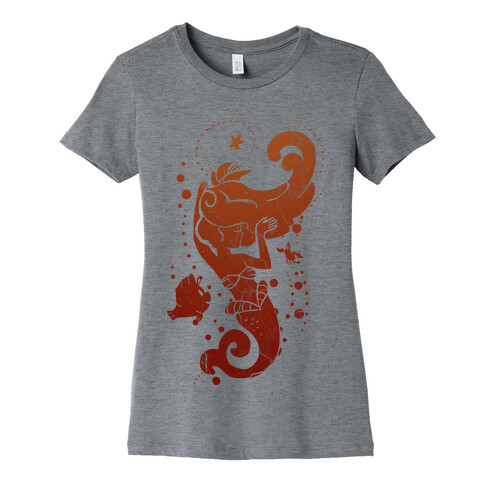 Coral Red Mermaid Princess Splash Womens T-Shirt