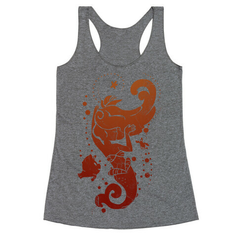 Coral Red Mermaid Princess Splash Racerback Tank Top