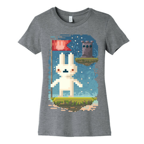 Pixel Bunny Plants Flag Womens T-Shirt