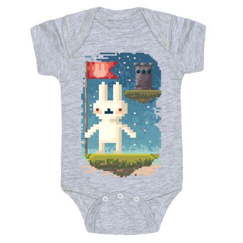 Pixel Bunny Plants Flag Baby One-Piece