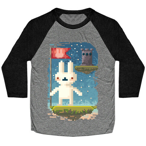 Pixel Bunny Plants Flag Baseball Tee