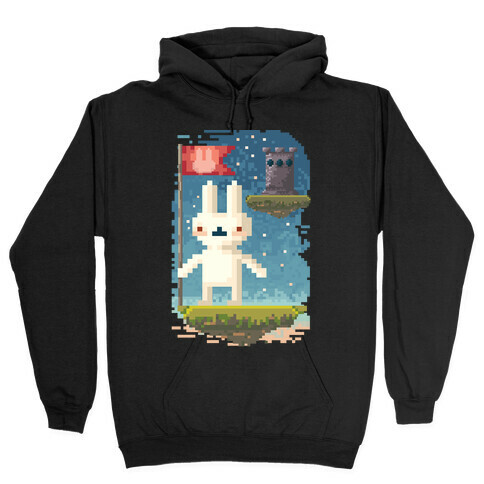 Pixel Bunny Plants Flag Hooded Sweatshirt