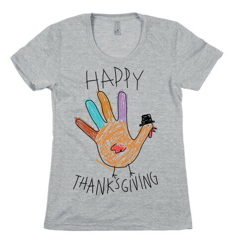 Happy Thanksgiving Hand Turkey Womens T-Shirt