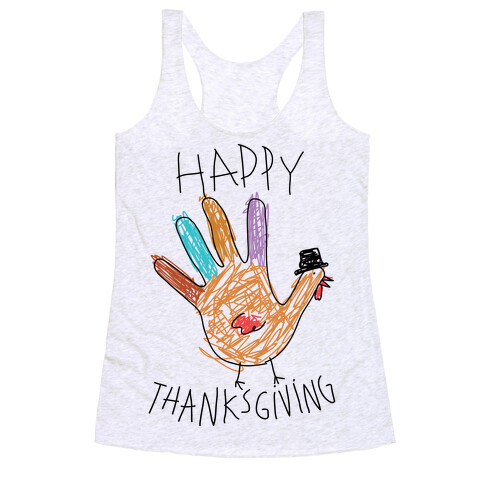 Happy Thanksgiving Hand Turkey Racerback Tank Top