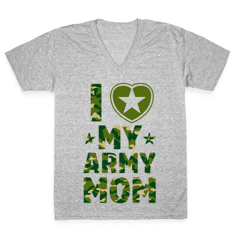 I Love My Army Mom V-Neck Tee Shirt