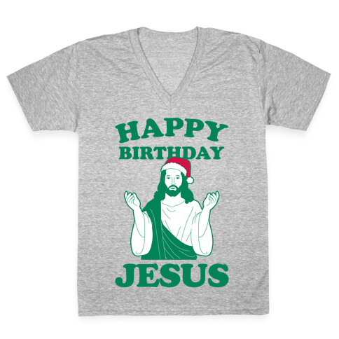 Happy Birthday Jesus! (christmas) V-Neck Tee Shirt