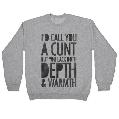 I'd Call You A C*** But You Lack Both Depth And Warmth Pullover