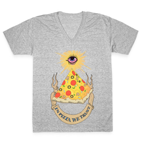 In Pizza We Trust V-Neck Tee Shirt